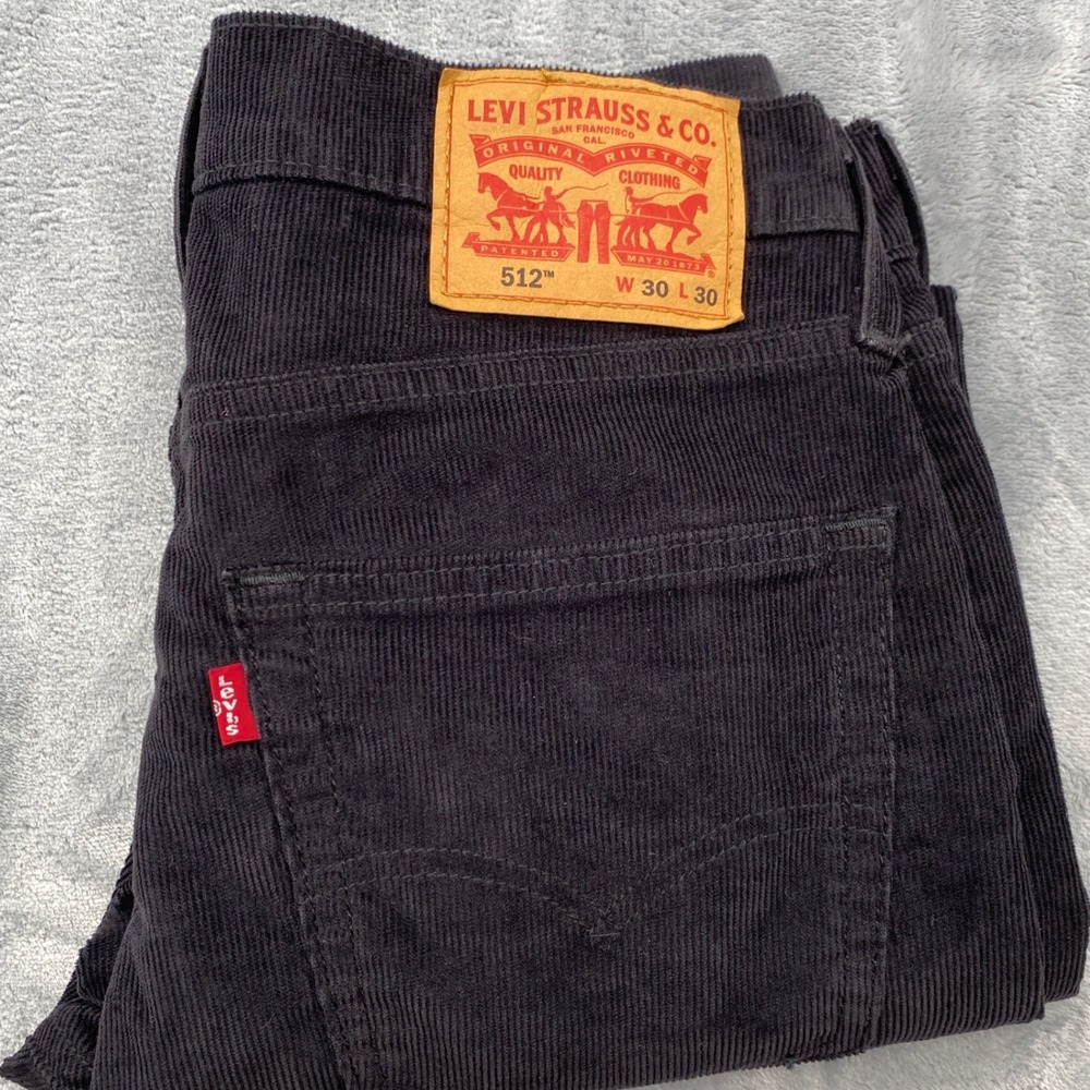 Levis 512 Slim Taper Black Corduroy Pants Mens 30x30 FITS(30x29) Tapered Fit